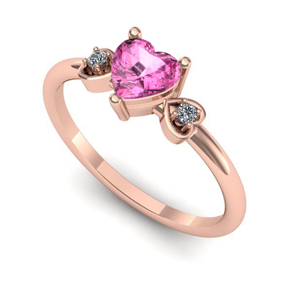 Inel logodna din aur roz cu safir roz