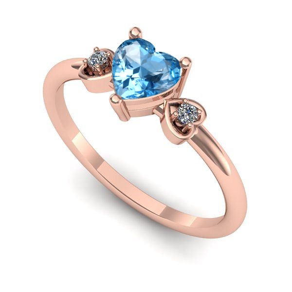 Inel din aur roz cu topaz blue