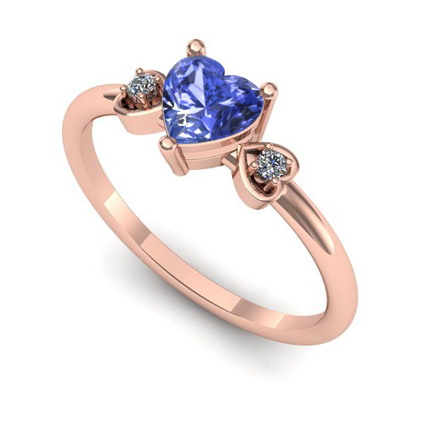 Inel de logodna din aur roz cu tanzanit