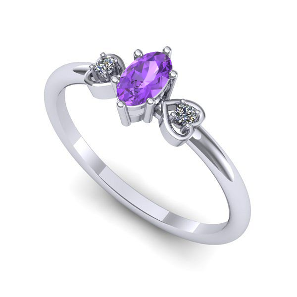 Inel din aur alb cu ametist