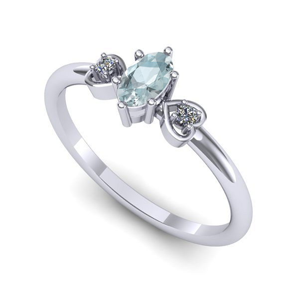 Inel din aur alb cu aquamarin