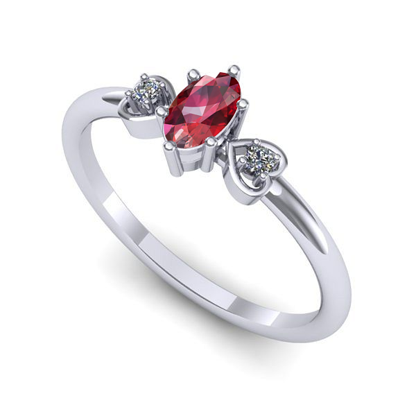 Inel de logodna din aur alb cu rubin