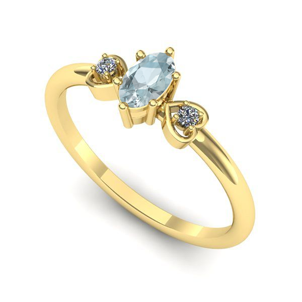Inel din aur galben cu aquamarin