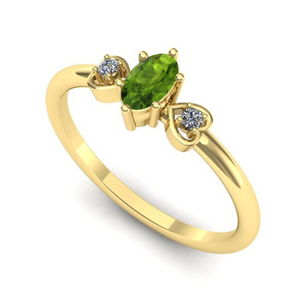 Inel logodna din aur galben cu peridot