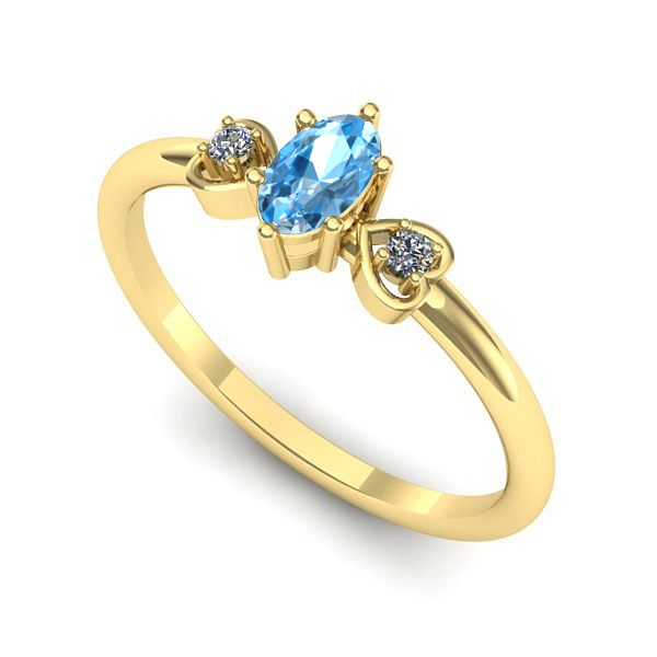 Inel din aur galben cu topaz blue