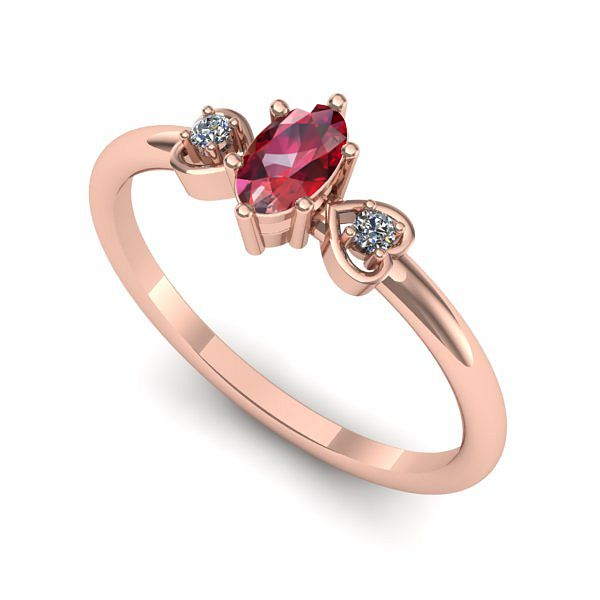 Inel logodna din aur roz cu rubin