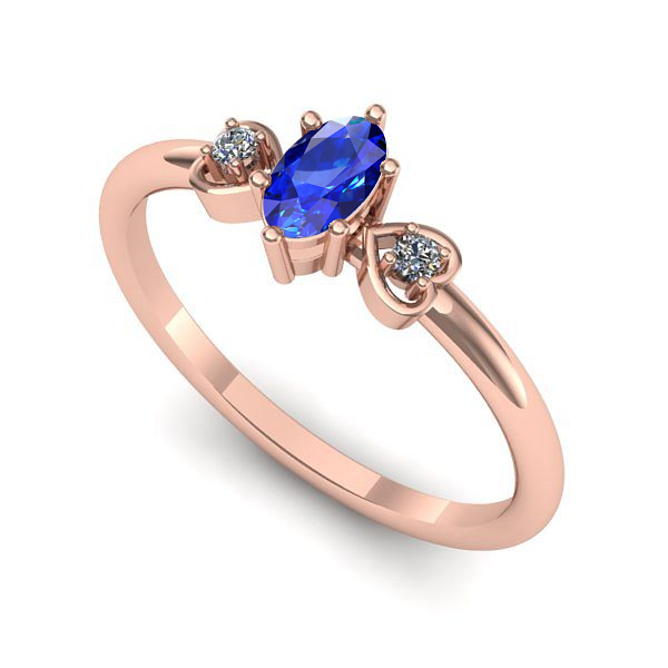 Inel din aur roz cu safir