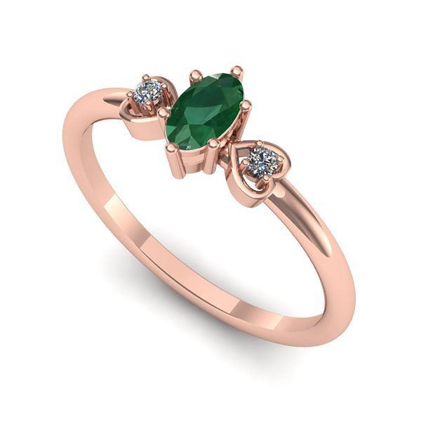 Inel din aur roz cu smarald