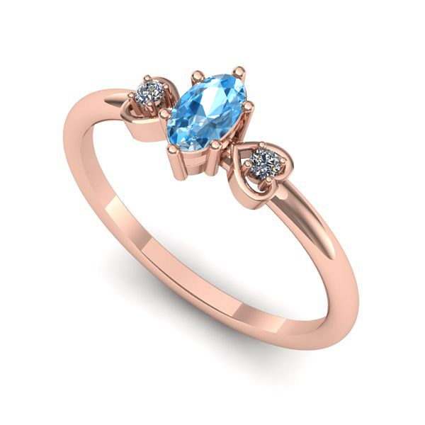 Inel logodna din aur roz cu topaz blue