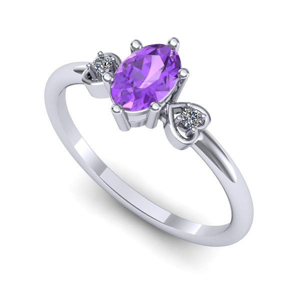 Inel de logodna din aur alb cu ametist