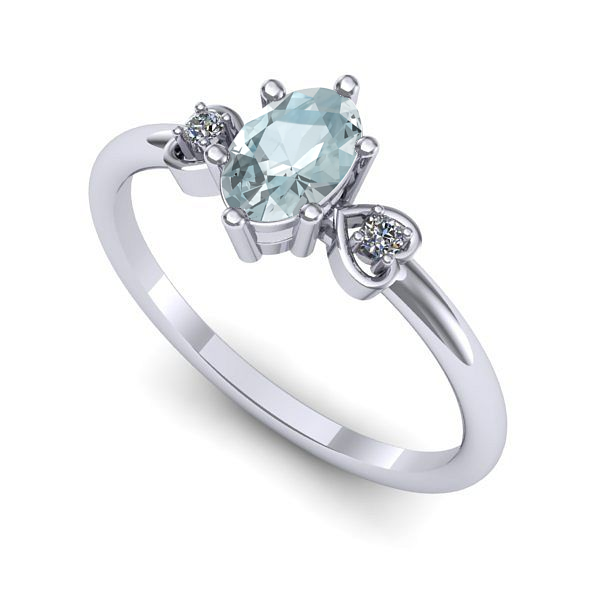 Inel de logodna din aur alb cu aquamarin