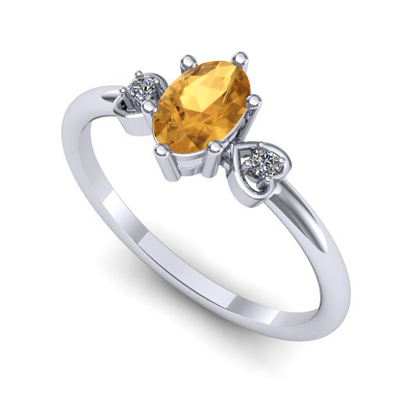 Inel de logodna din aur alb cu citrin
