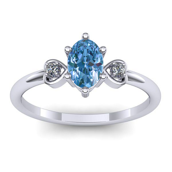Inel logodna cu diamant de laborator albastru oval