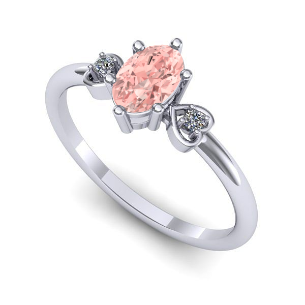 Inel logodna din aur alb cu diamant de laborator roz