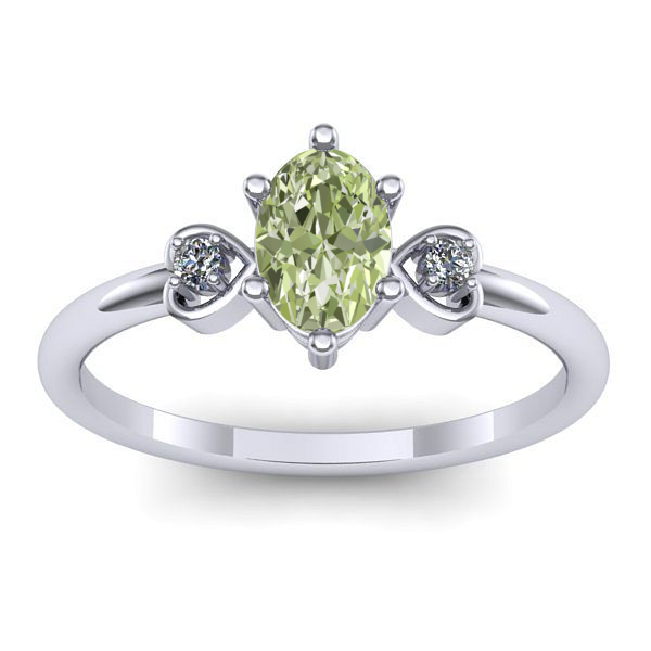 Inel logodna cu diamant de laborator verde oval
