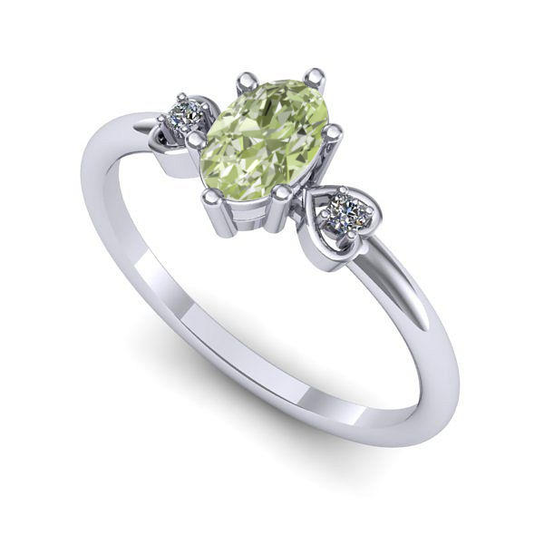 Inel de logodna din aur alb cu diamant de laborator verde