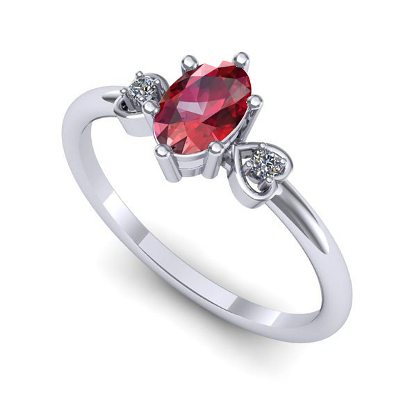 Inel logodna din aur alb cu rubin