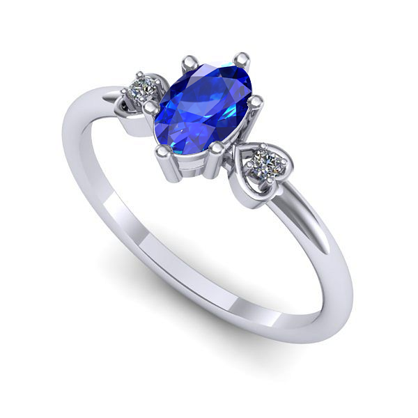 Inel de logodna din aur alb cu safir