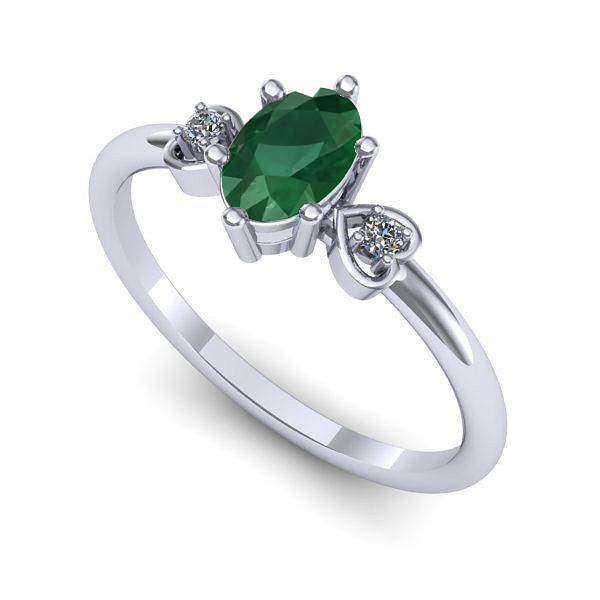 Inel logodna din aur alb cu smarald