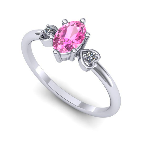 Inel logodna din aur alb cu safir roz