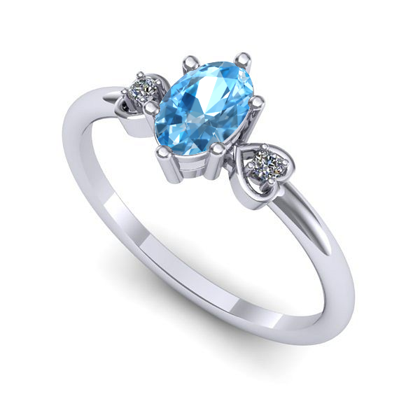 Inel din aur alb cu topaz blue