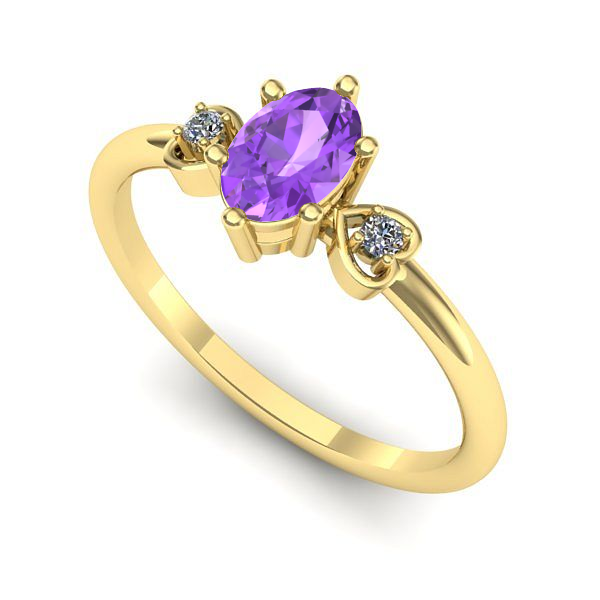 Inel de logodna din aur galben cu ametist