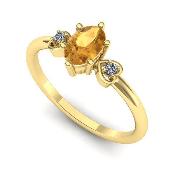 Inel logodna din aur galben cu citrin