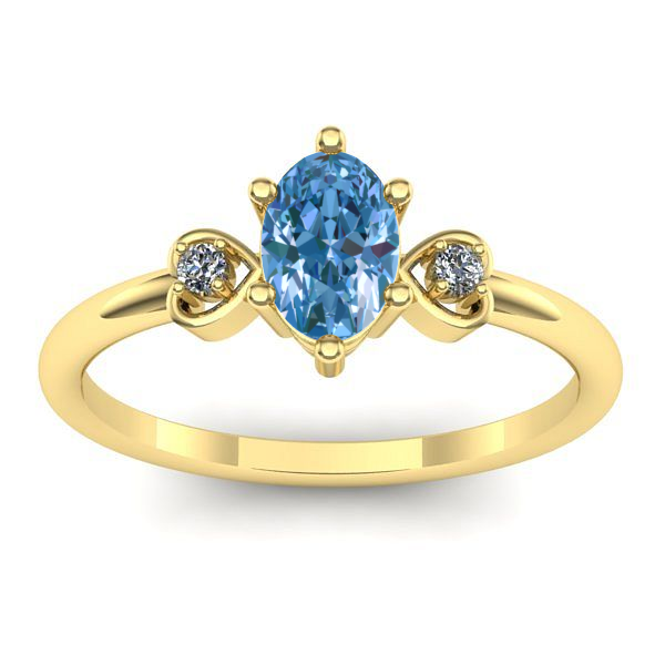 Inel logodna cu diamant de laborator albastru oval
