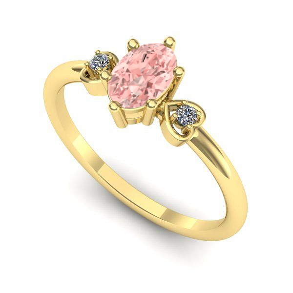 Inel de logodna din aur galben cu diamant de laborator roz