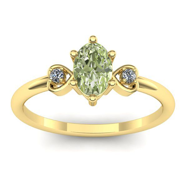 Inel logodna cu diamant de laborator verde oval