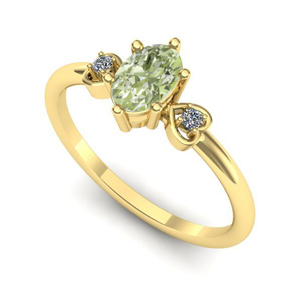 Inel din aur galben cu diamant de laborator verde