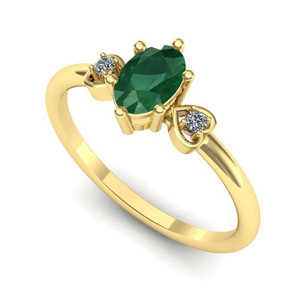 Inel logodna din aur galben cu smarald
