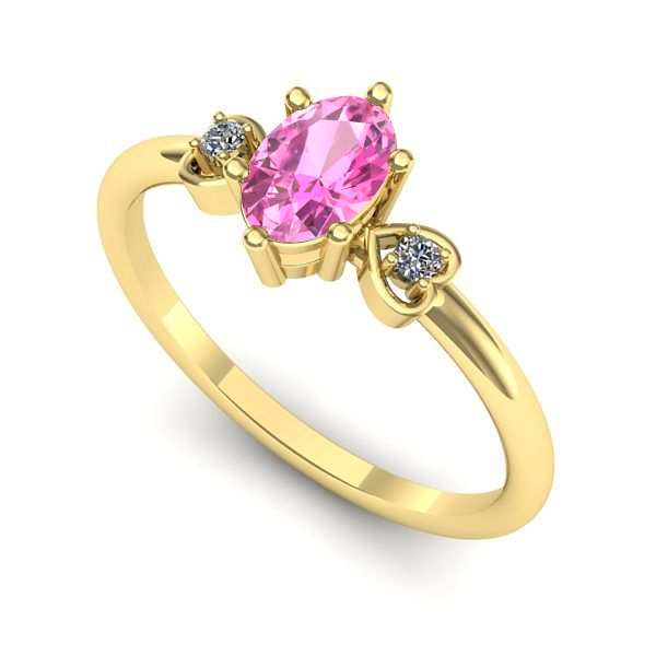 Inel de logodna din aur galben cu safir roz