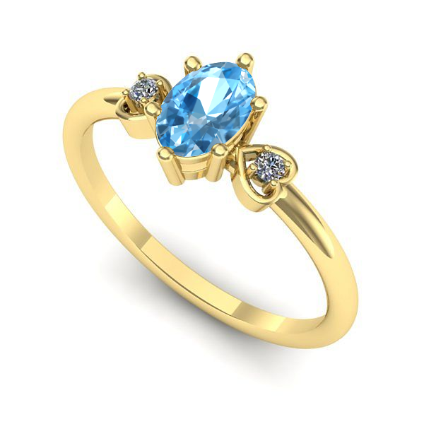 Inel de logodna din aur galben cu topaz blue