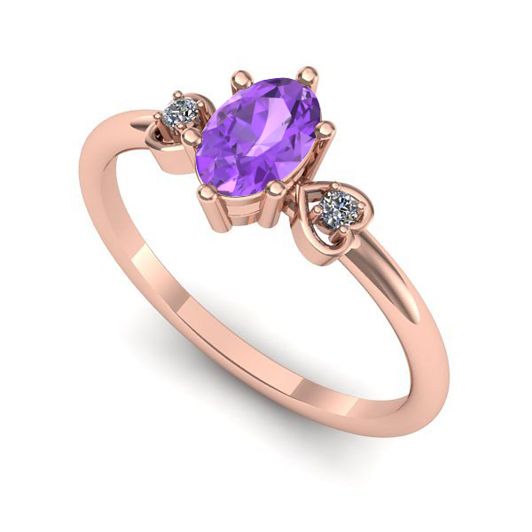 Inel de logodna din aur roz cu ametist