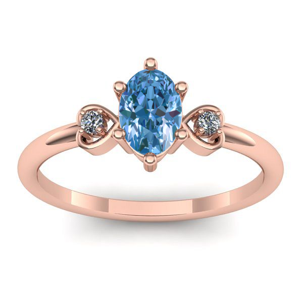 Inel cu diamant de laborator albastru oval