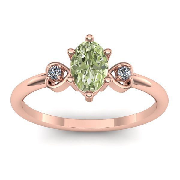 Inel cu diamant de laborator verde oval
