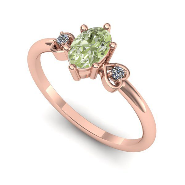 Inel din aur roz cu diamant de laborator verde