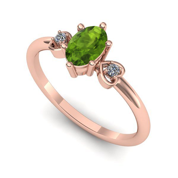 Inel din aur roz cu peridot