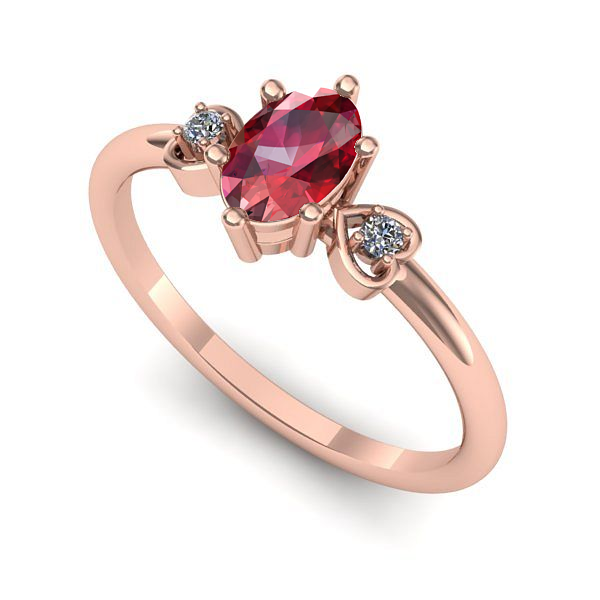 Inel de logodna din aur roz cu rubin