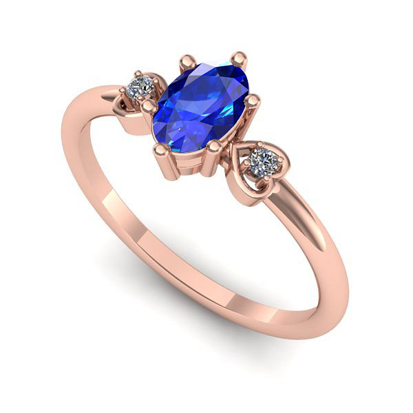 Inel logodna din aur roz cu safir