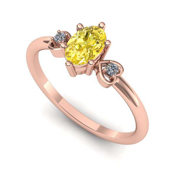 Inel de logodna din aur roz cu safir galben