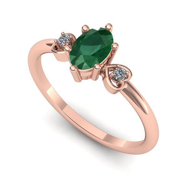 Inel logodna din aur roz cu smarald