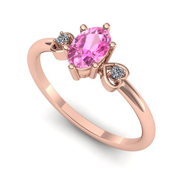 Inel din aur roz cu safir roz