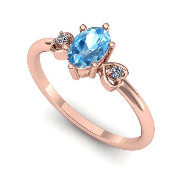 Inel de logodna din aur roz cu topaz blue