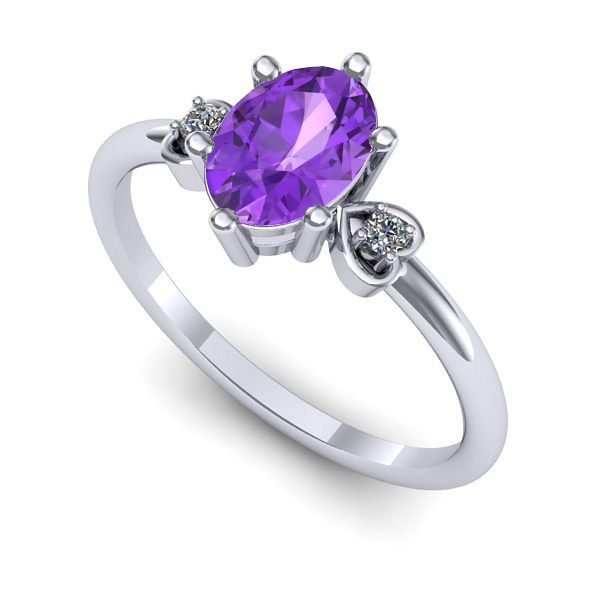 Inel din aur alb cu ametist