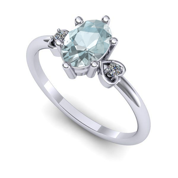 Inel din aur alb cu aquamarin