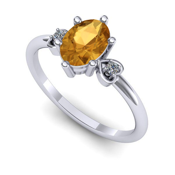Inel de logodna din aur alb cu citrin