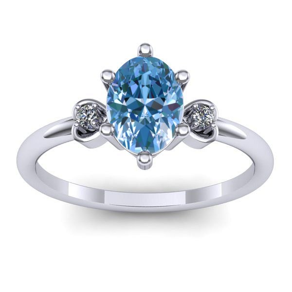 Inel de logodna cu diamant de laborator albastru oval