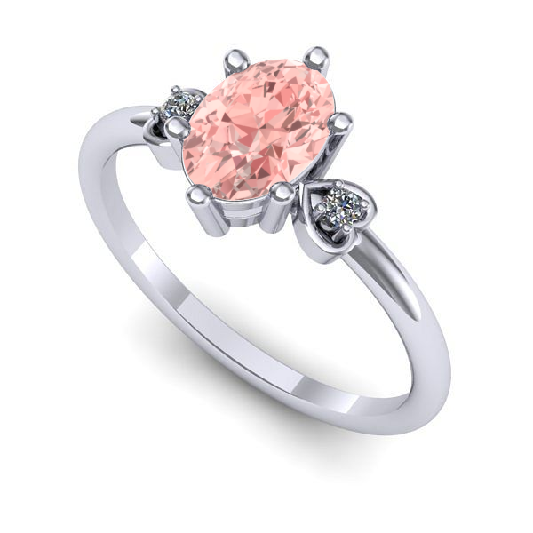Inel logodna din aur alb cu diamant de laborator roz